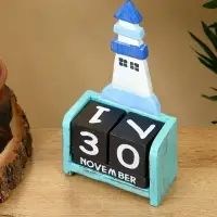 Календарь настольный "Маяк" дерево 11х5х19 см, цв. бирюзово-синий