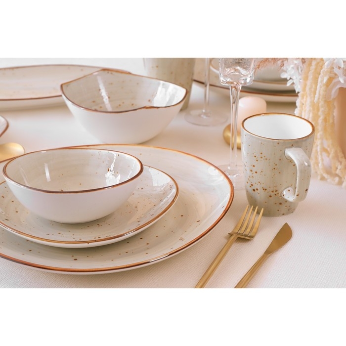 Набор тарелок фарфоровых обеденных Magistro Mediterana, 2 предмета: 31,5&times;29,7 см, цвет бежевый