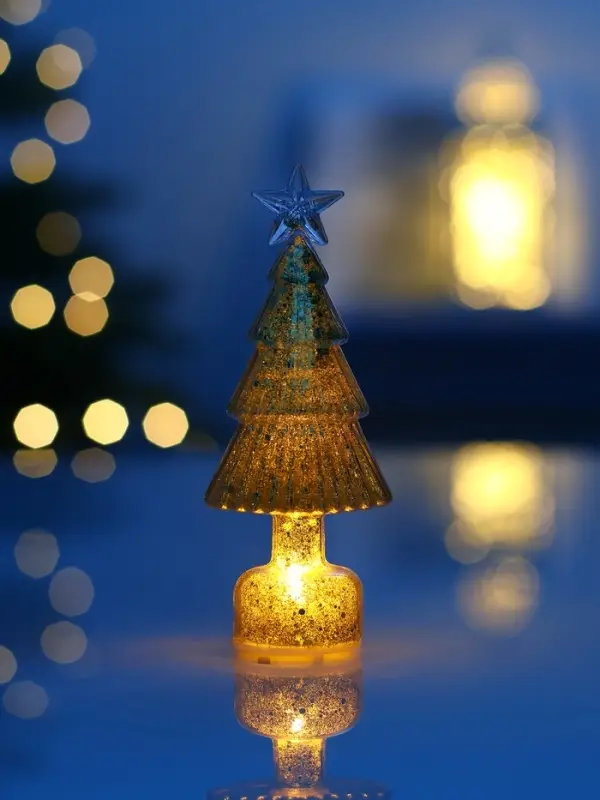 Фигура светодиодная "Елочка золотистая", 1 LED, 15х6 см, от бат. 3xAG13, Т/БЕЛЫЙ