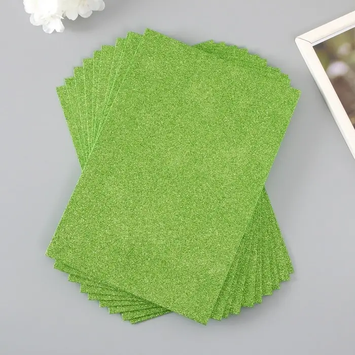 Фоамиран глиттерный 2 мм, 20х30 см, салатовый