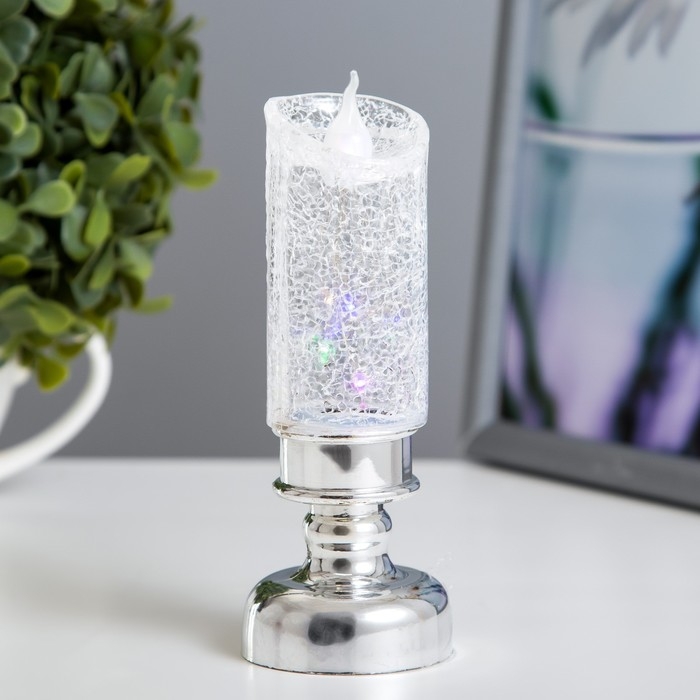 Ночник "Ледянна свеча" LED 1Вт от батареек 3хLR44 хром 4,5х4,5х12 см RISALUX