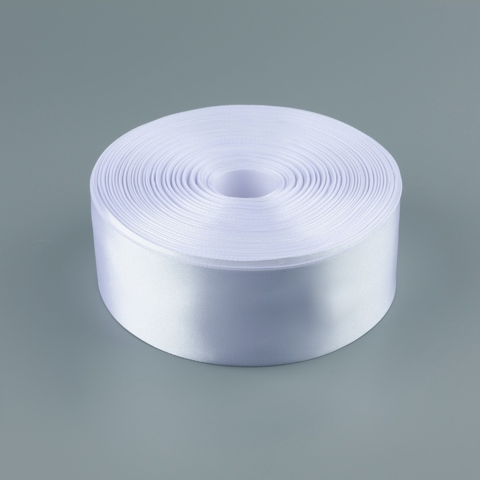 Лента атласная, 50 мм, 100&plusmn;5 м, белый