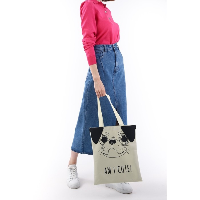 Сумка шопер &laquo;Песик&raquo;, 35&times;0.5&times;40 см, бежевый