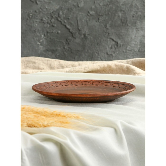 Тарелка "Тиана", декор, красная глина, 21 см