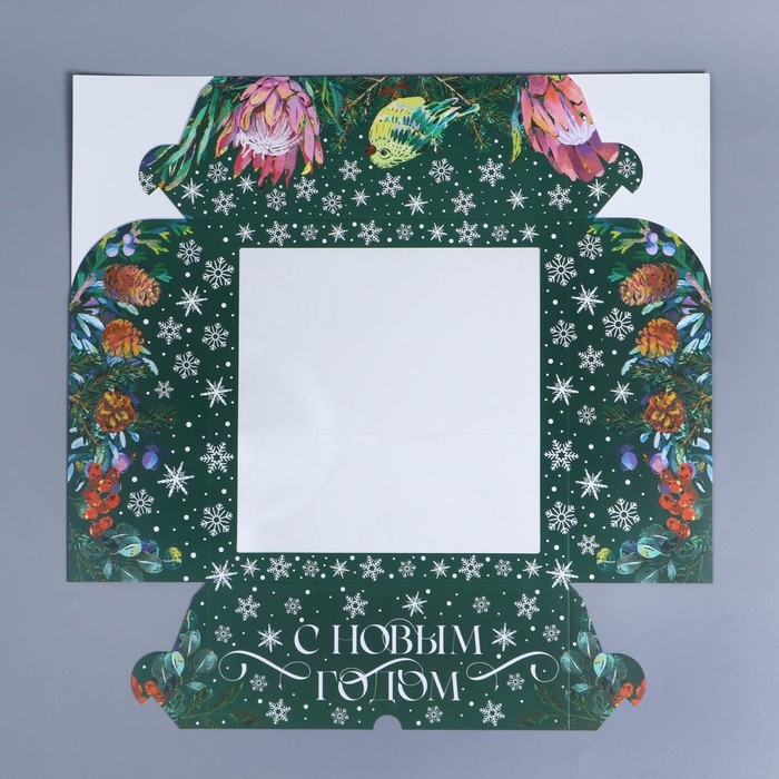 Коробка складная на 9 капкейков с окном &laquo;Зимний сад&raquo;, 25 х 25 х 10 см, Новый год