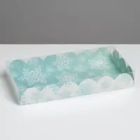 Коробка для кондитерских изделий с PVC крышкой &laquo;Снежинки&raquo;, 10.5 х 21 х 3 см