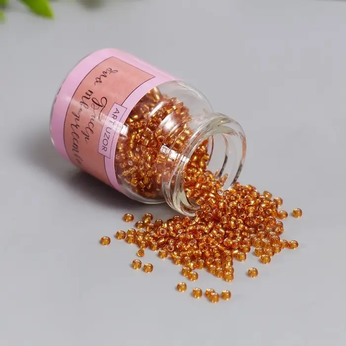 Бисер круглый 12/0 в бутылочке "Бронзово-коричневый" прозрачно-цветной 20 гр