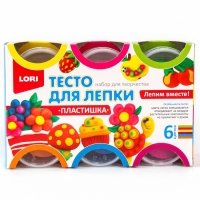 Тесто для лепки &laquo;Пластишка № 1&raquo;, 6 цветов по 80 г
