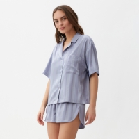 Пижама женская (рубашка и шорты) KAFTAN SILK "Полоска" р.48-50, голубой Пижама женская (рубашка и шорты) KAFTAN SILK "Полоска" р.48-50, голубой