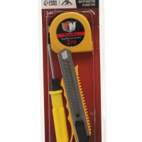 Набор инструментов в блистере ЛОМ, рулетка, отвертка 2 в 1, нож, 3 шт. Набор инструментов в блистере ЛОМ, рулетка, отвертка 2 в 1, нож, 3 шт.