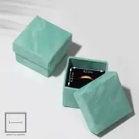 Коробочка подарочная под кольцо/серьги &laquo;Бархат&raquo;, 5&times;5 (размер полезной части 4.2&times;4.2 см), бирюзовая, вставка чёрная