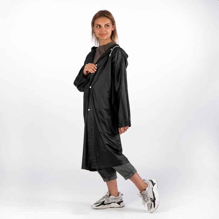 Дождевик взрослый плащ &laquo;Плащ, плащ, танцуй, танцуй&raquo;, размер 42-48, 60 х 110 см, цвет чёрный
