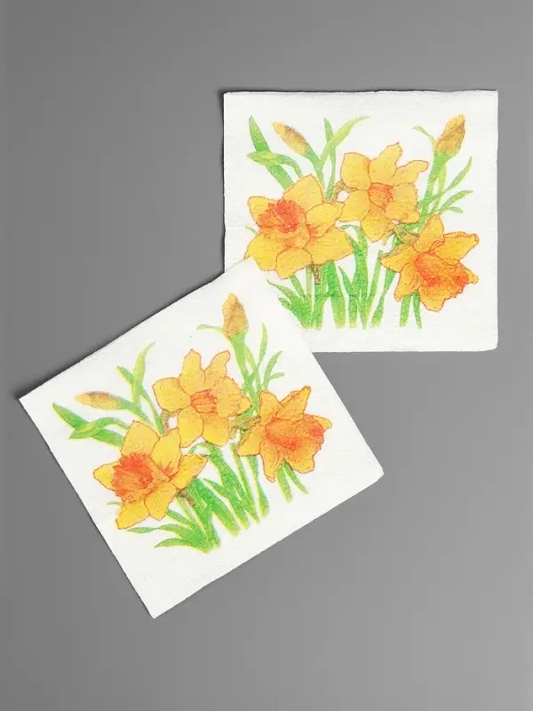 Салфетки бумажные Гармония цвета многоцветие "Нарциссы желтые", 24*24 см 50 листов