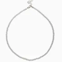 Чокер из бисера &laquo;Хрусталь&raquo;, белый в серебре, 37 см + 5 см доп, цепочка