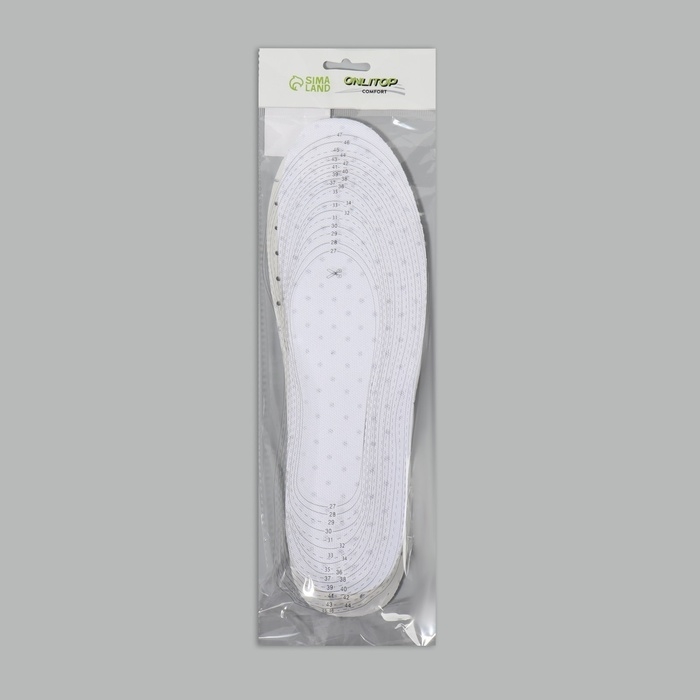 Стельки для обуви, универсальные, дышащие, р-р RU до 44 (р-р Пр-ля до 46), 28 см, пара, белые