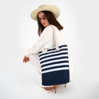 Сумка женская пляжная на молнии, цвет синий/белый Сумка женская пляжная на молнии, цвет синий/белый