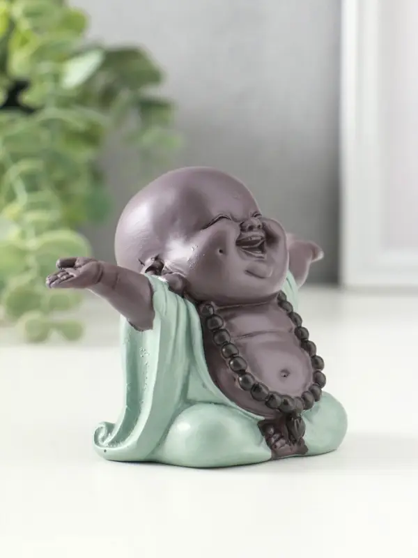 Сувенир полистоун "Счастливый хотей - приветствие солнца" зелёно-коричневый 5х10,5х7,5 см