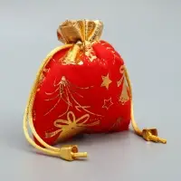 Мешочек подарочный плюш &laquo;Новогодние салюты&raquo;, колокольчики, тиснение, 10 х 12 см +/- 1.5 см