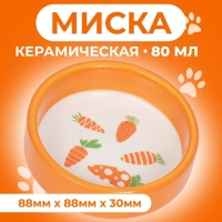 Миска керамическая с морковками 80 мл 8,8 х 8,8 х 3 см, оранжевая Миска керамическая с морковками 80 мл 8,8 х 8,8 х 3 см, оранжевая