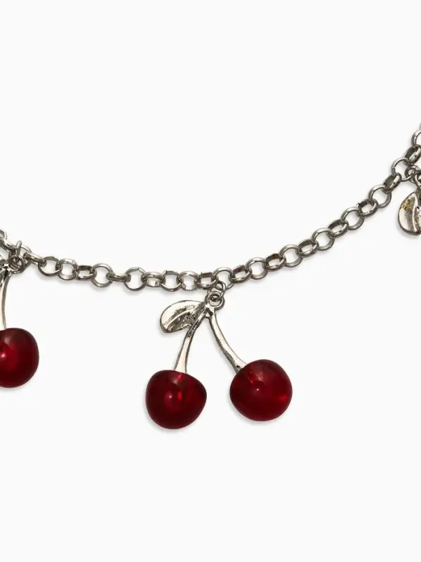 Цепь с подвесками "Вишня", 40+удл, цвет красный в серебре