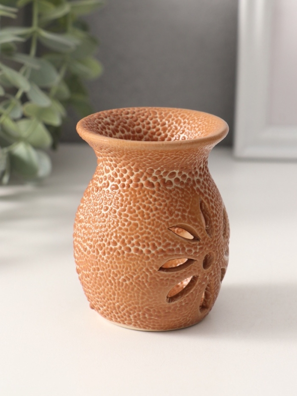 Аромалампа керамика "Цветок. Точки" корица 6,2х6,2х8,2 см