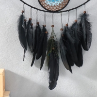 Ловец снов "Глаз от сглаза с пером павлина" чёрный 30х60 см Ловец снов "Глаз от сглаза с пером павлина" чёрный 30х60 см