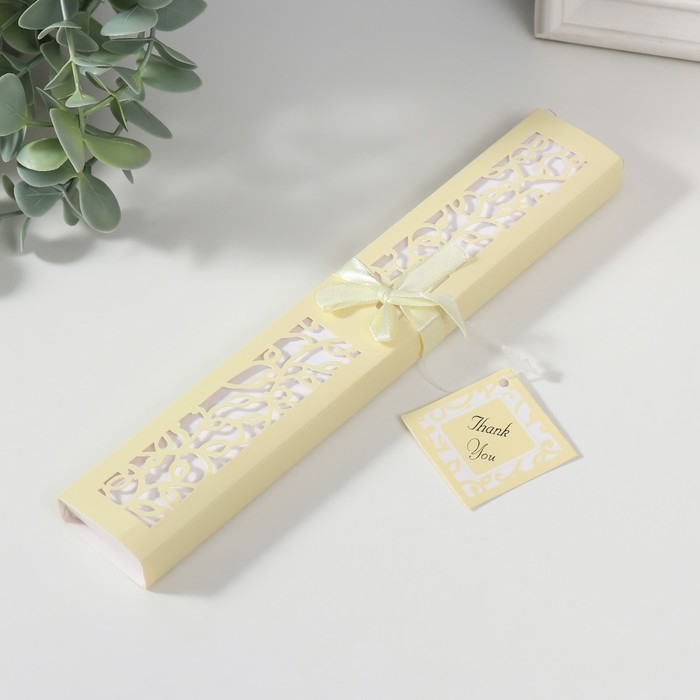 Веер бамбук, текстиль h=21 см "Моноцвет" в коробке, бежевый