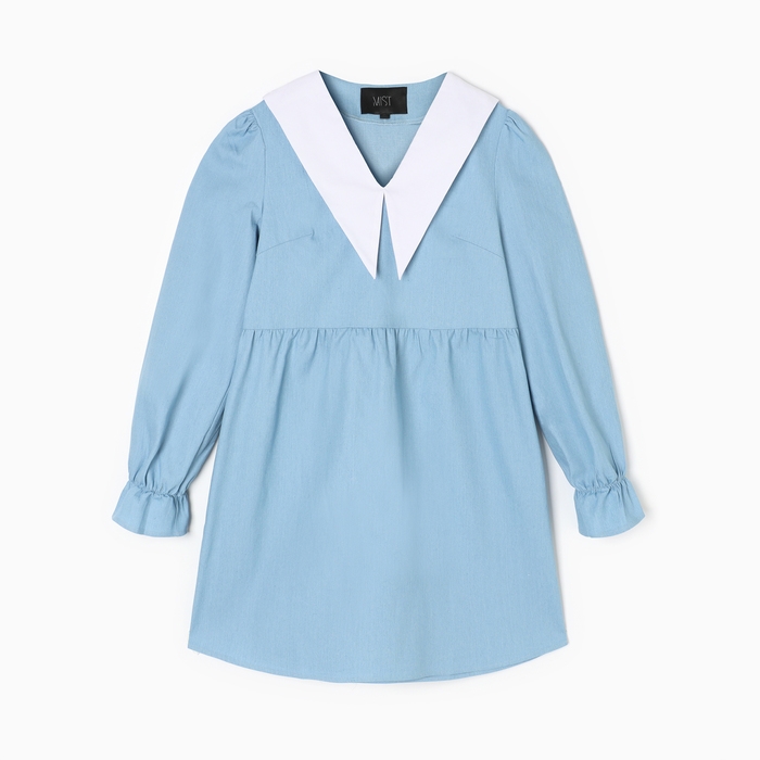 Платье женское джинсовое с воротником MIST, р.48, светло-голубой Платье женское джинсовое с воротником MIST, р.48, светло-голубой