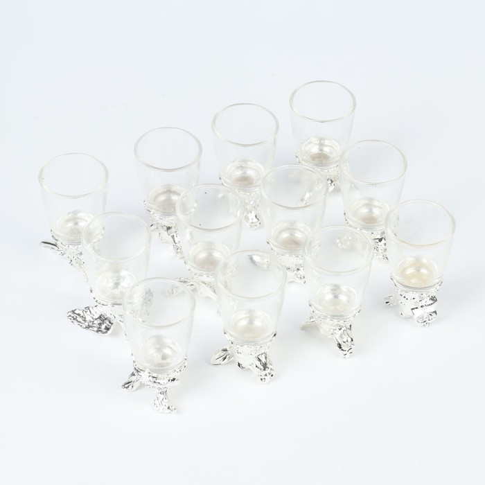 Подарочный набор рюмок-перевёртышей на 12 персон, с графином 400 мл, рюмка 30 мл, серебро Подарочный набор рюмок-перевёртышей на 12 персон, с графином 400 мл, рюмка 30 мл, серебро