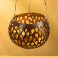 Подсвечник подвесной из кокоса, 12-14 см, коричневый