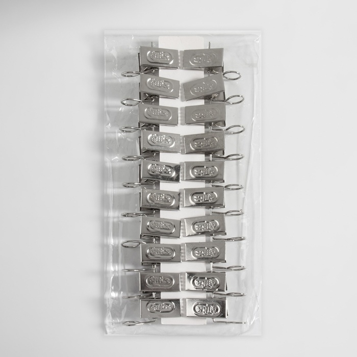 Зажим для штор, 32 &times; 11 мм, 20 шт, цвет серебряный