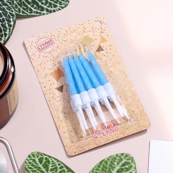 Свечи для торта &laquo;Неон&raquo;, 5 см, 10 шт., синие