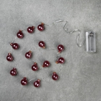 Гирлянда &laquo;Нить&raquo; 1.6 м с насадками &laquo;Шарики с розовым конфетти&raquo;, IP20, серебристая нить, 15 LED, батарейки ААх2 (нет в комплекте), свечение тёплое белое