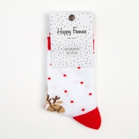 Носки женские «Новогодний олень», цвет белый, размер 23-25 Носки женские «Новогодний олень», цвет белый, размер 23-25