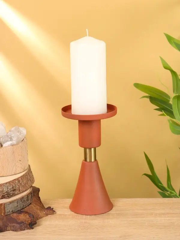 Подсвечник на 1 свечу текстурный "Терракотовый" 10,5х10,5х19,5 см