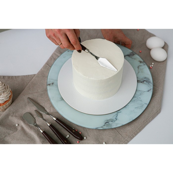 Лопатки - мастихины кондитерские Доляна, 22&times;2&times;1,5 см, набор 5 шт, нержавеющая сталь, деревянная ручка, коричневый