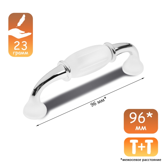 Ручка-скоба CAPPIO RSC012, пластик, м/о 96 мм, цвет хром, 4 шт