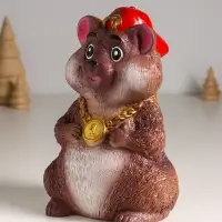 Копилка "Хомяк в кепке" 20 см, коричневый