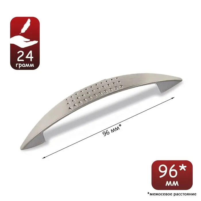 Ручка-скоба мебельная ТУНДРА РС003, м/о 96 мм, цвет матовый хром