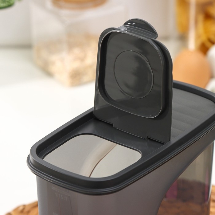 Ёмкость для сыпучих продуктов &laquo;Бест&raquo;, 2 л, 9,5&times;19&times;19 см, цвет прозрачный, крышка серая