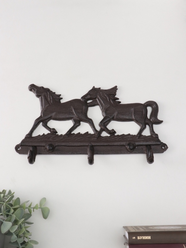 Крючки декоративные чугун "Двойка коней" 30х4х18 см