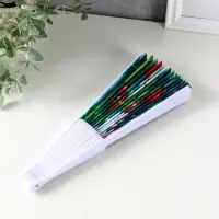 Веер пластик, текстиль "Вишня и цветки" МИКС 23 см