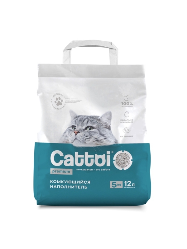 Наполнитель минеральный комкующийся Cattoi Premium 5 кг,пластиковый пакет