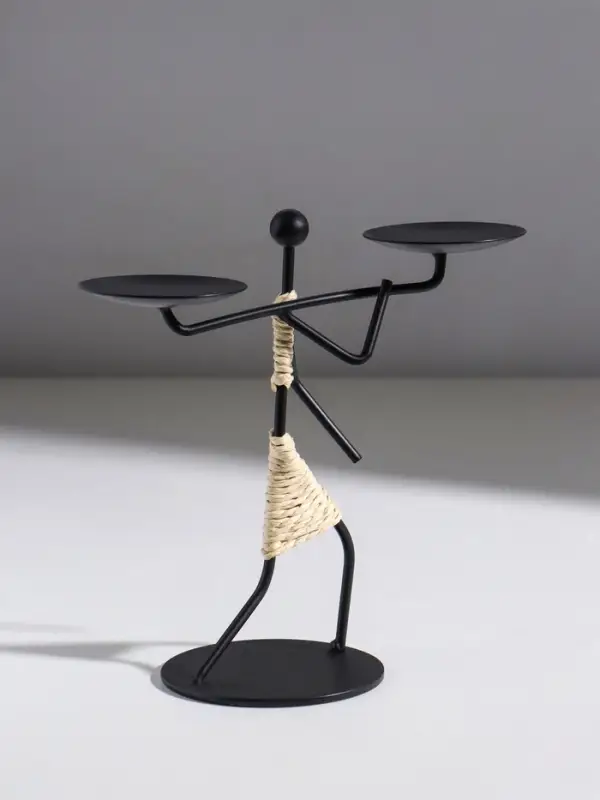 Подсвечник металл на 2 свечи "Абориген с коромыслом" d=6 см 17х8х17 см