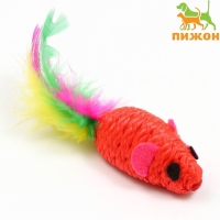 Мышь с пером, 4,5 см, красная Мышь с пером, 4,5 см, красная