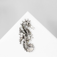 Брошь &laquo;Конёк&raquo; морской, цветная в серебре