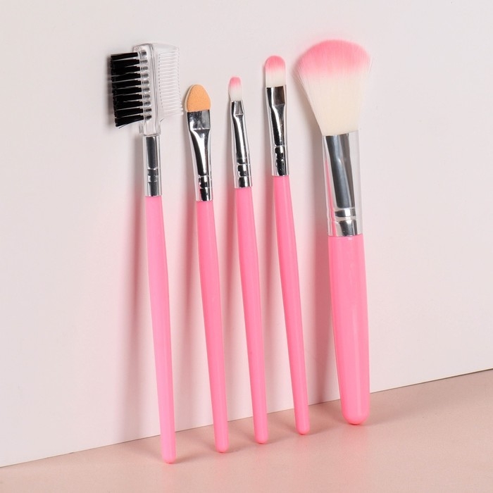 Набор кистей для макияжа «Нежность», 5 предметов, цвет розовый Набор кистей для макияжа «Нежность», 5 предметов, цвет розовый