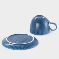 Чайная пара Доляна &laquo;Коралл&raquo;, кружка 275 мл, блюдце 15.9&times;15.9 см, керамика, синяя