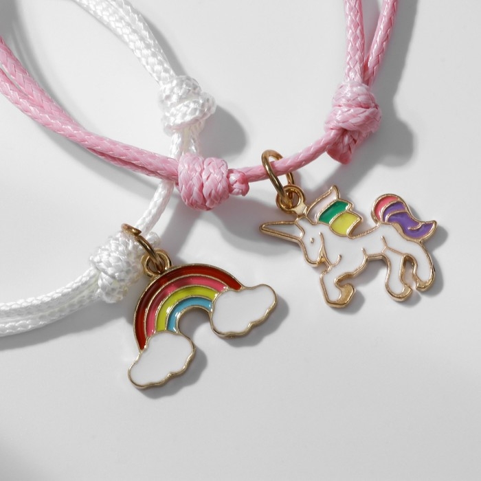 Набор 3 предмета: 2 браслета, ручка &laquo;Неразлучники&raquo; единорог, цветной, 6 см