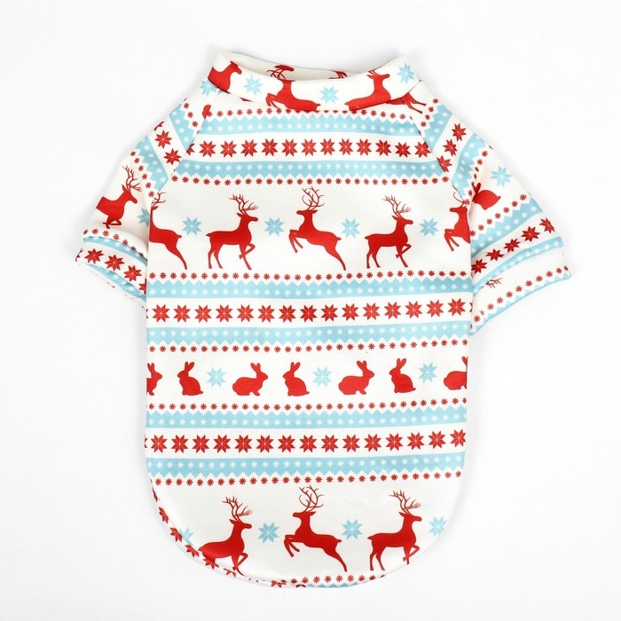 Толстовка Толстовка "Олени", размер XL (ДС 40, ОШ 40, ОГ 50 см), белая